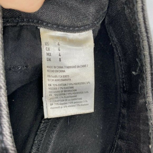 American Eagle Lace Cutoff Jean Short Women Size 4 High Rise Stretch Denim Black - Picture 6 of 11